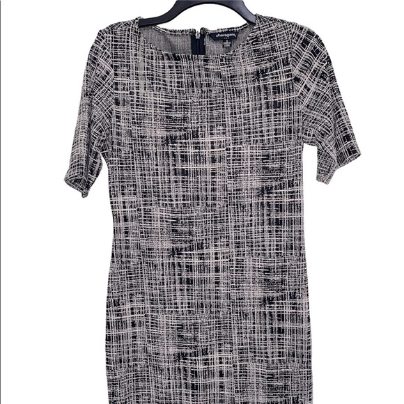 Sharagano black modern print shift dress size 4 - Picture 3 of 9